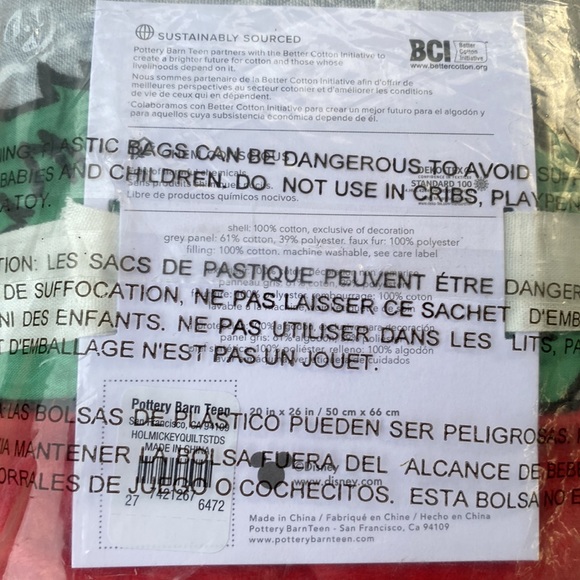 Pottery Barn Embroidered and Fuzzy Mickey Mouse Holiday Pillow Sham - Set of 2 - Picture 13 of 16